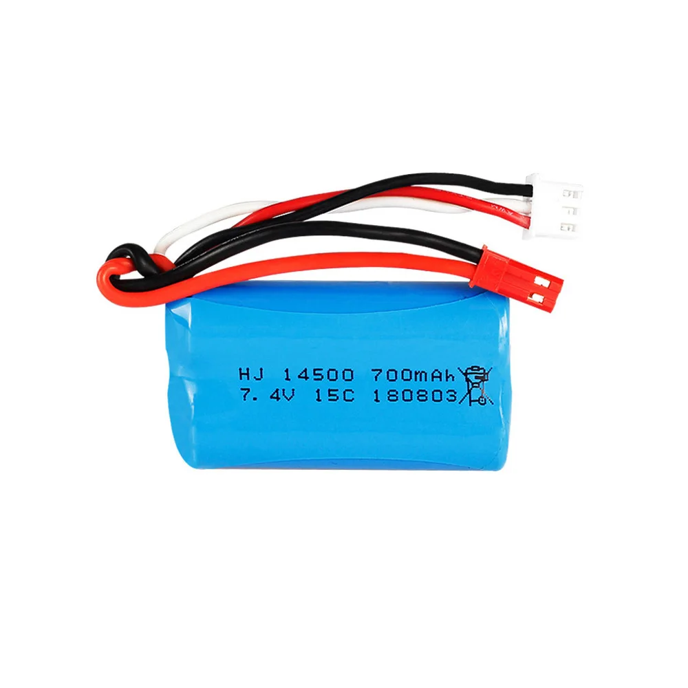 7.4V 700mAh Lipo battery with USB charger For FT007 Remote control boat FX059 F1 Syma RC aircraft 2s 7.4 14500 700 mah battery