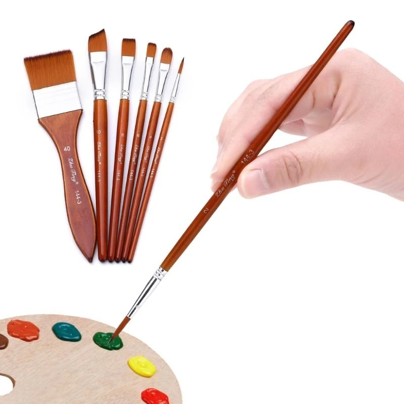 9pcs professioneller Holzpackung Pinsel Nylon Borstenpinsel für Künstleranfänger