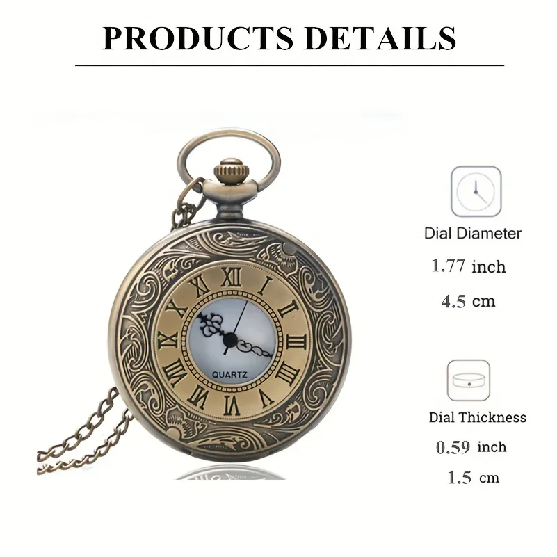 Vintage Bronze Necklace Pendant Quartz Pocket Watch, Birthday Jewelry Gift For Friends