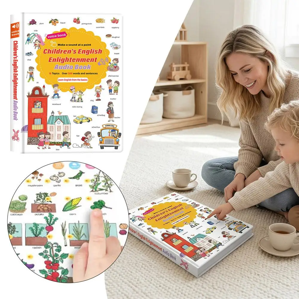 

500+ Words Audio Learning Book Early Education Learning Machine Interactive Point-and-read Sound Book English Words