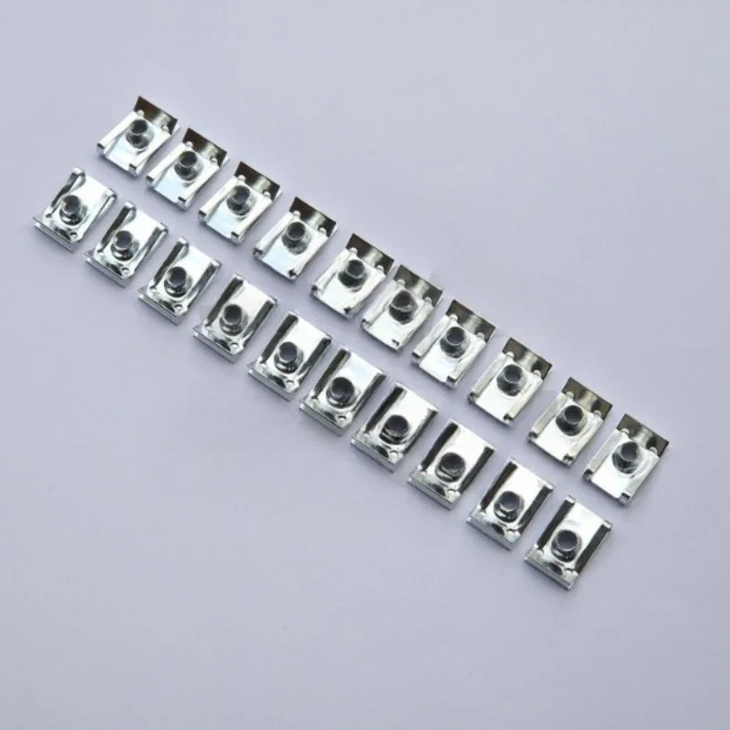 20pcs Tin Nut Fairing Clipse M6 Clips Clamps Snap Spring Nut Manganese Steel Zinc Plated B type Reed Nut