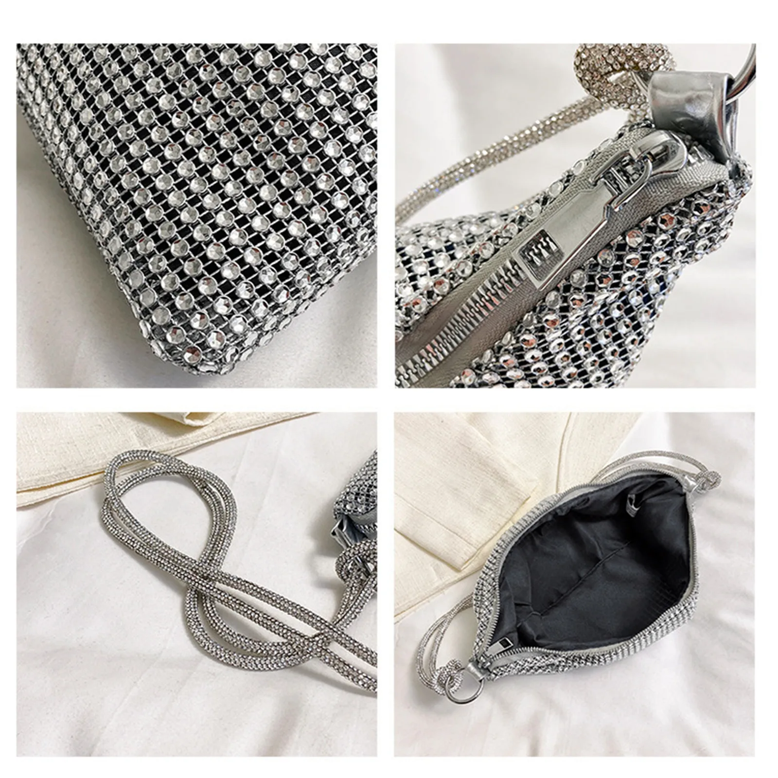 Bolsas axilas de strass para mulheres, sacola colorida, lantejoulas de grande capacidade, bolsas crossbody, embreagem para festa noturna, novo, 2023