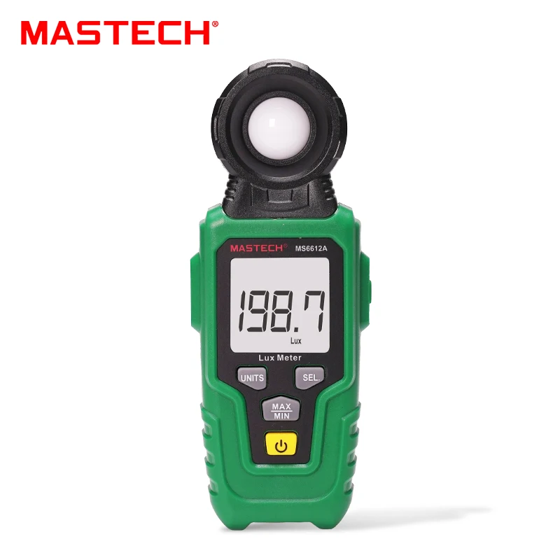 MASTECH MS6612A Lux Meter 0-200KLux 0-20KFc Temp 0-60℃ Luminance Photometer Data Hold Backlight Device