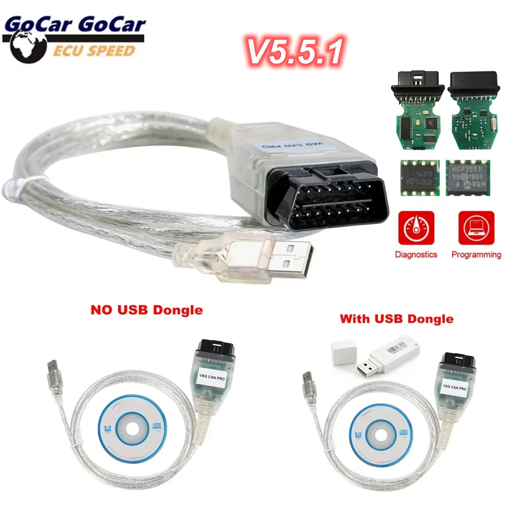 2026 New Professional for VAG CAN PRO 5.5.1 CAN BUS UDS K-line OBD2 Diagnostic Tool V5.5.1 With FT232RL Chip for VAG OBD Scanner