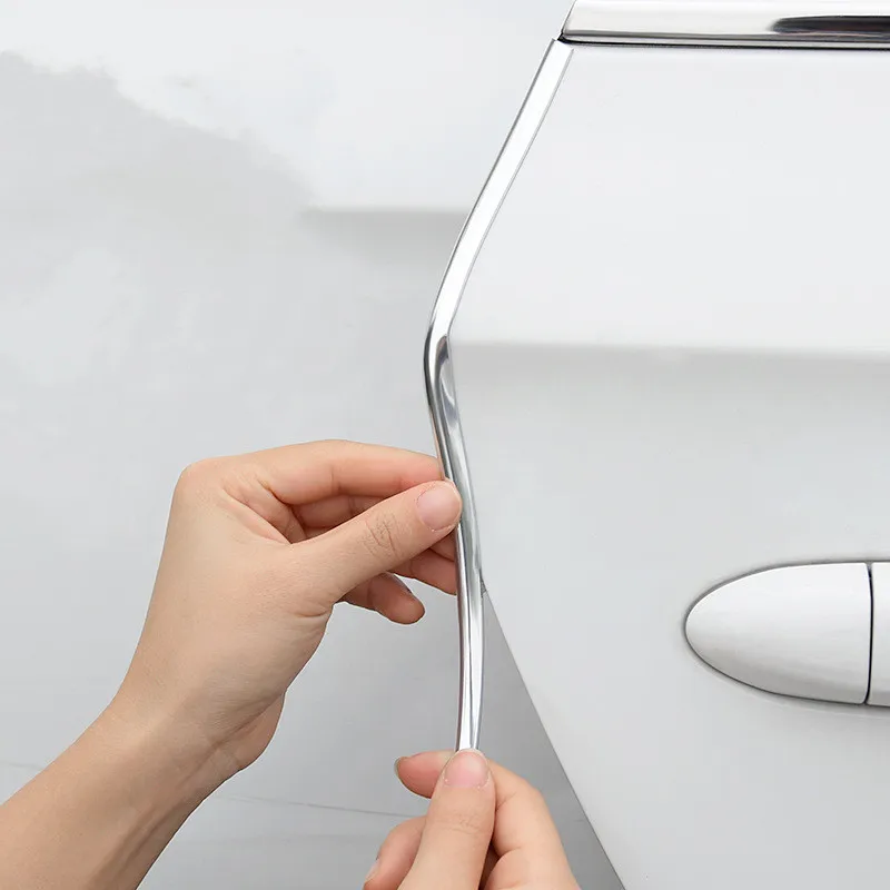 5M Car Door Chrome Moulding Trim Strip Edge Scratch Guard Protector Cover Strip Roll Chrome Styling Moulding Trim Strip