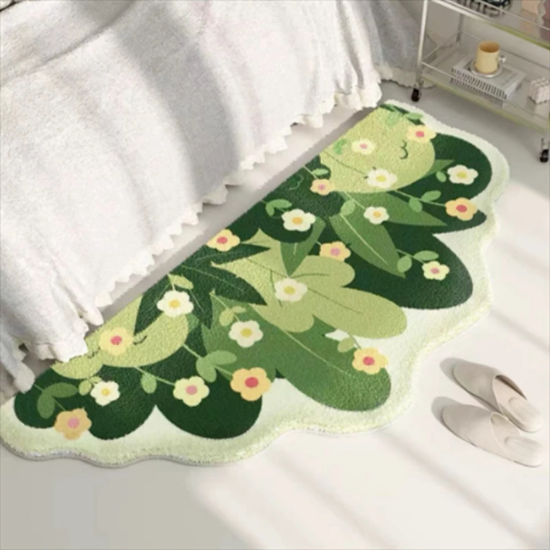 Nordic Style Living Room Decoration Carpet Irregular Bedroom Bedside Plush Carpets Home Fluffy Soft Cloakroom Non-slip Green Rug