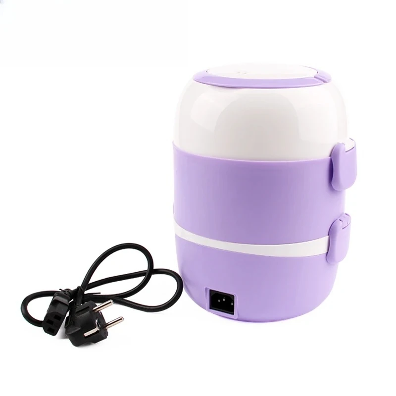 Mini Electric Rice Cooker Stainless Steel 2/3 Layers Food Container Steamer Portable Meal Heating Lunch Box Heater Warmer Bento