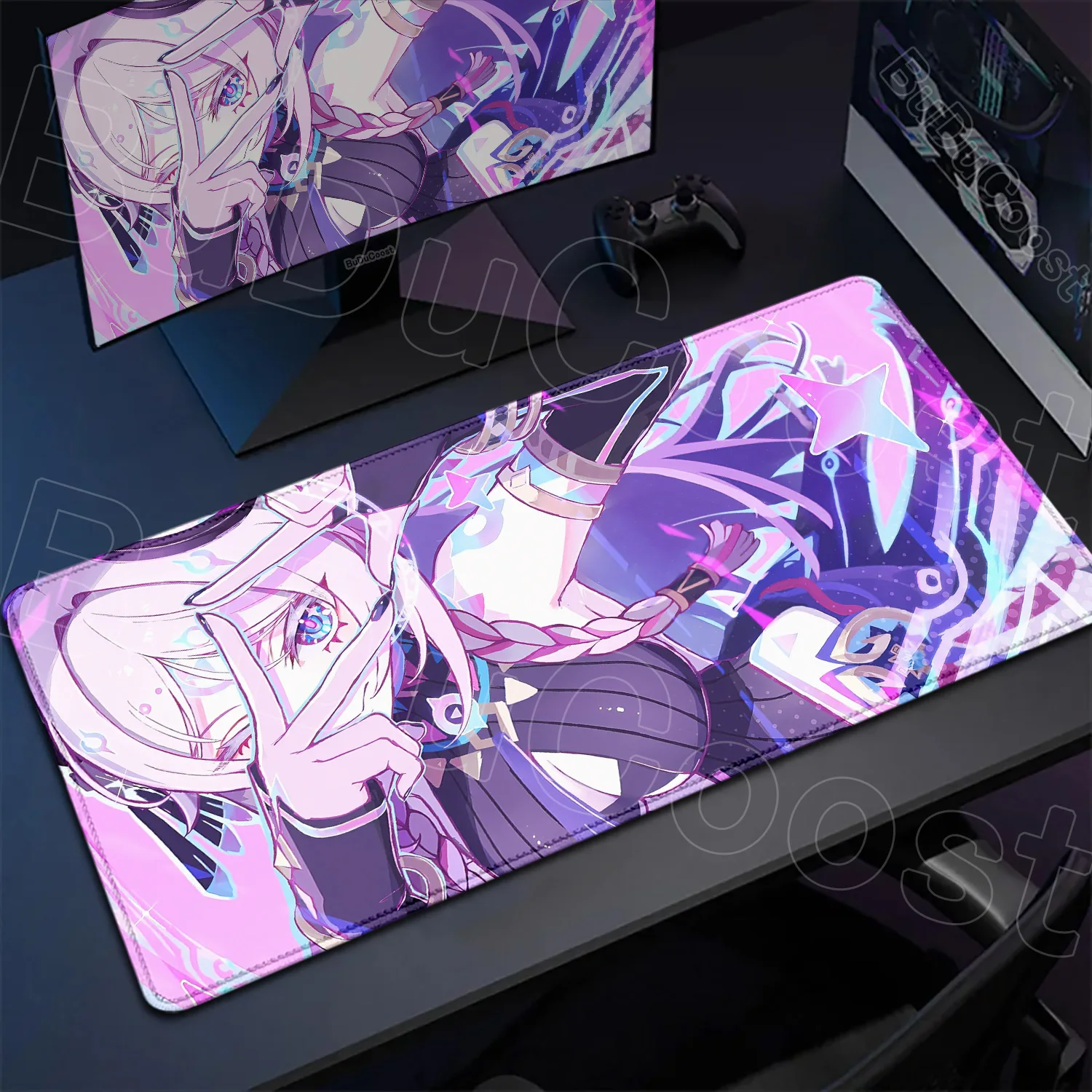 Genshin Citlali Gamer-Mauspad, Kawaii-Mädchen-Tastaturmatte, rutschfeste Gummikante, XXL, großes Laptop-Pad, Desktop-Schutzpad – Detail 8