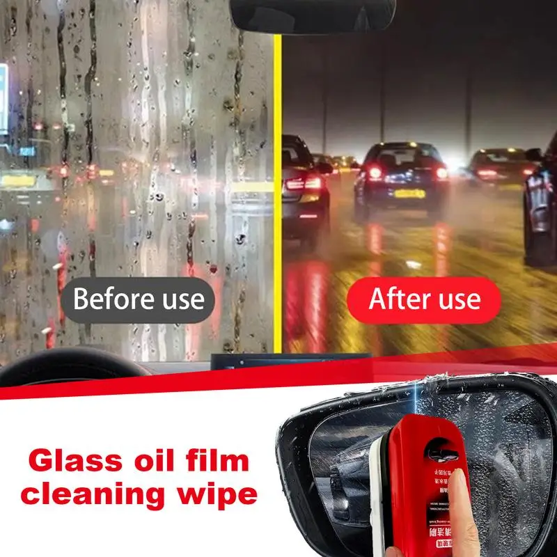 120ml Home Window Glass Oil Film Remover Auto Window Oil Film Removal Brush Built-in Applicator Windshield Cleaning Tool for Car