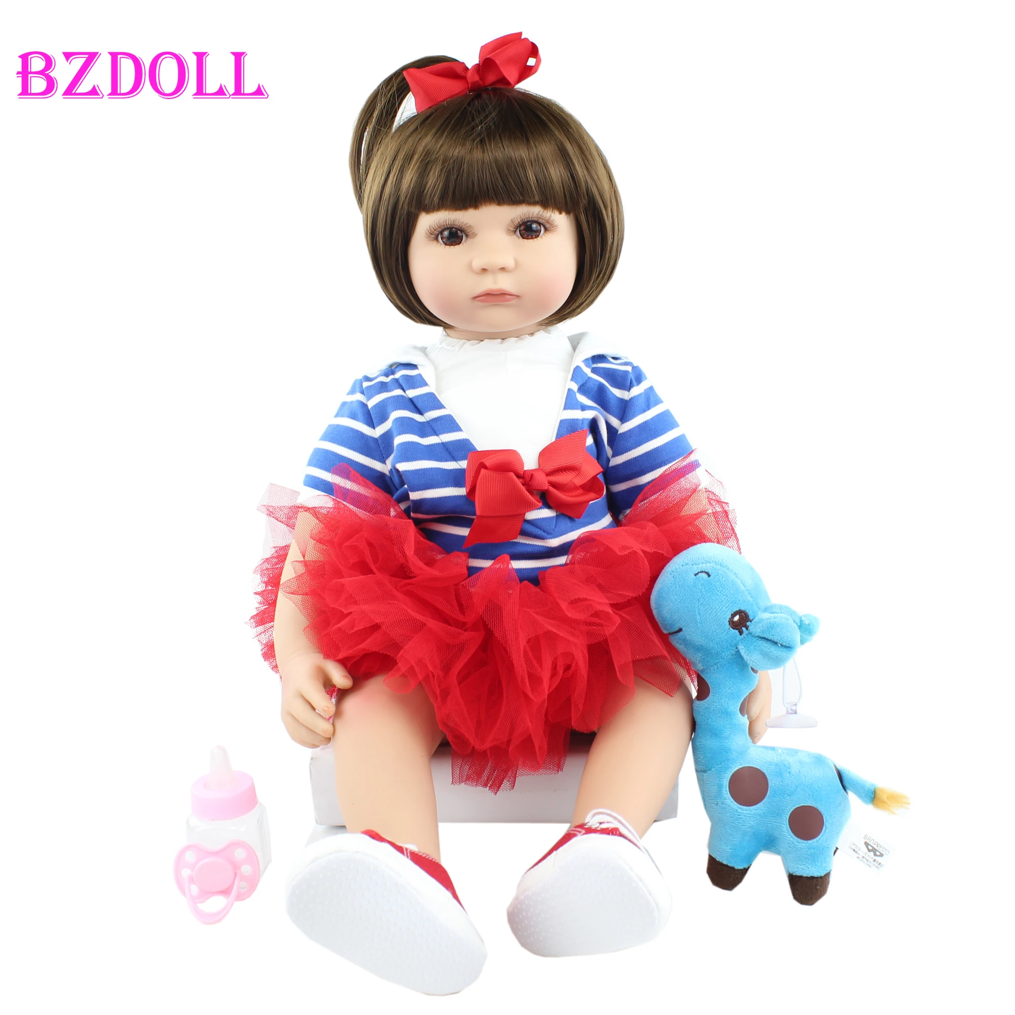 

24inch Soft Silicone Reborn Toddler Dolls 60cm Lifelike Princess Baby Girl Dress Up Princess Like Real Child Birthday Gift