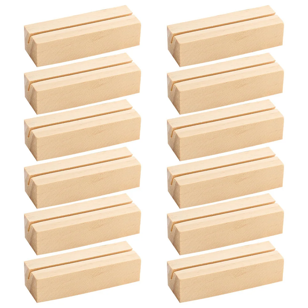

12pcs Wooden Cards Holder Rectangular Business Card Stand For Desk Office Wedding Table Number Display Photo Memo Holder Wood