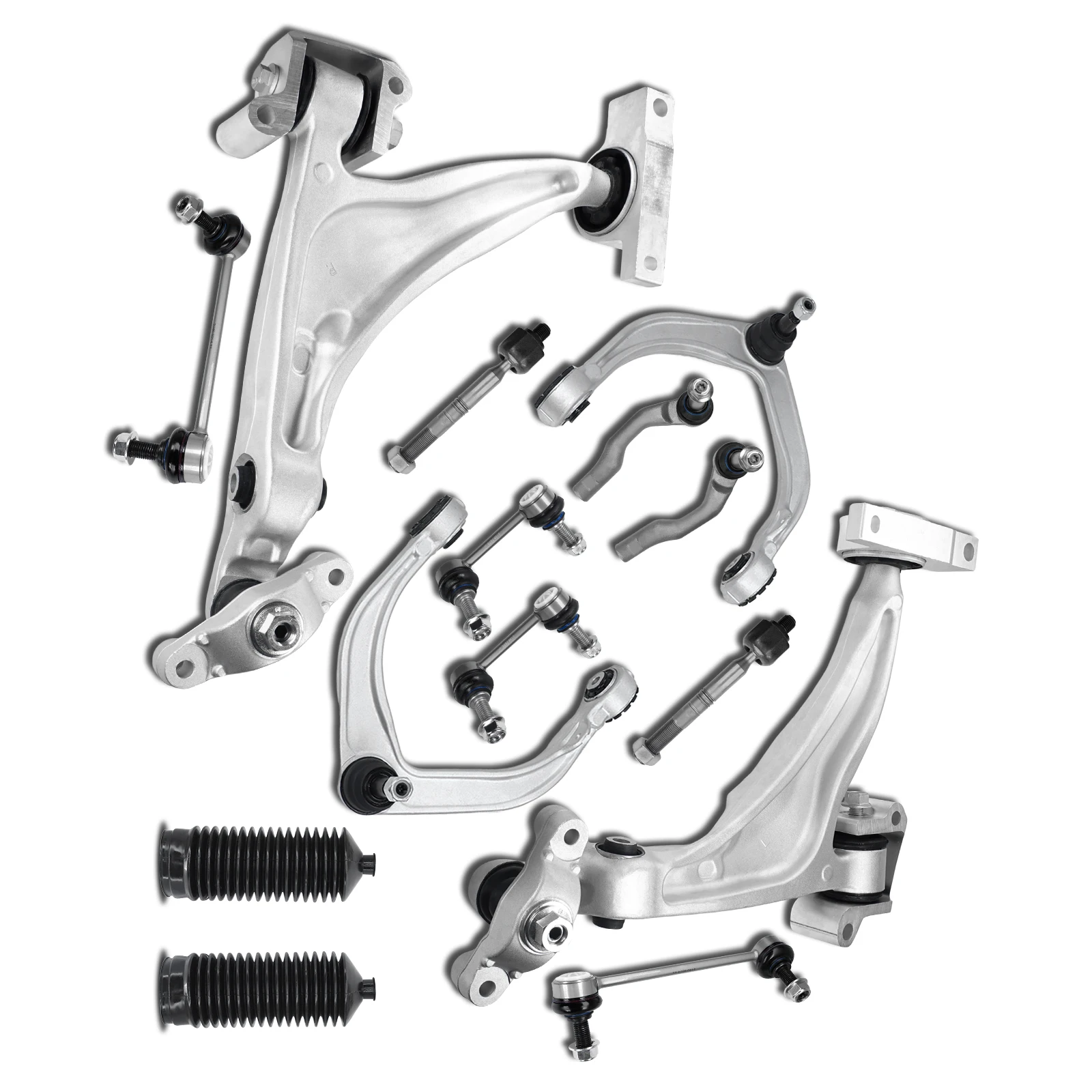 

AzbuStag 14 Pcs Lower Upper Front Control Arm with Ball Joint Tie Rod Boot Sway Bar Fits for XC90 2016-2020 XC60 2018-2019