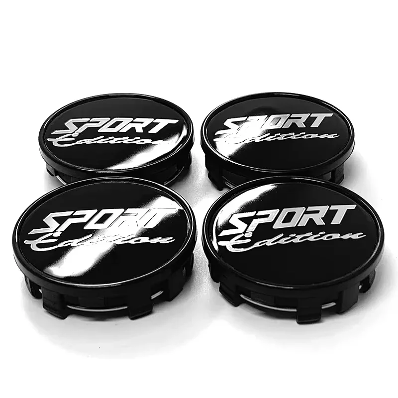 4PCS SPORT Logo 54MM(52mm-50mm) Car Wheels Rim Hub Cap Auto Car Wheel Center Caps Hubcap Dust-proof Cover Black Chrome