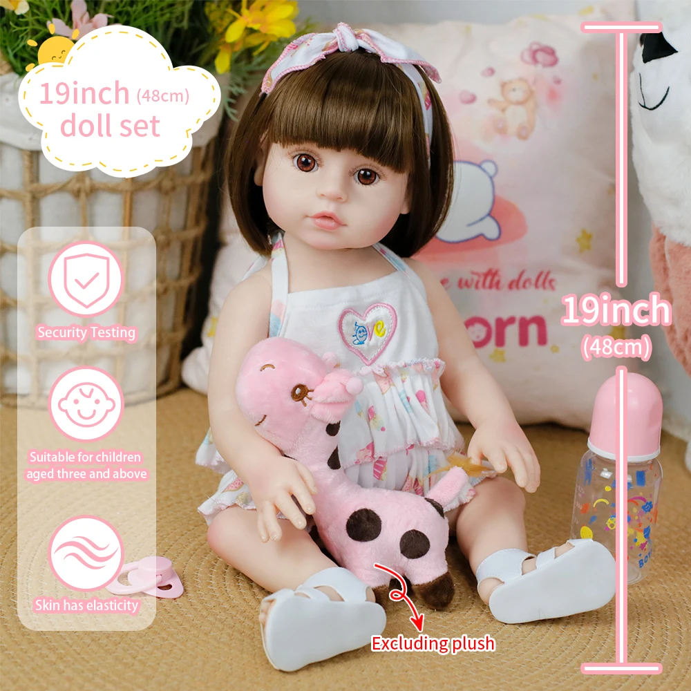 

19-дюймовая мягкая силиконовая виниловая водонепроницаемая игрушка для ванны всего тела, популярные куклы Reborn для малышей, реалистичная приятная кукла для девочки, подарок