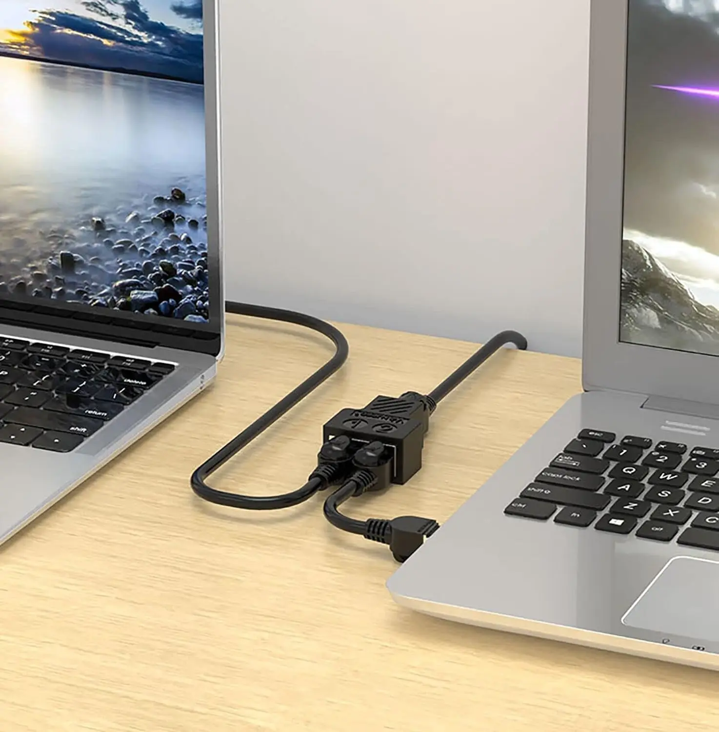 محول الفاصل، موصل شبكة USB 1 إلى 2، كابل توصيل تمديد مقبس إيثرنت مزدوج LAN مناسب لـ Cat5 Cat5e Cat6 Cat7