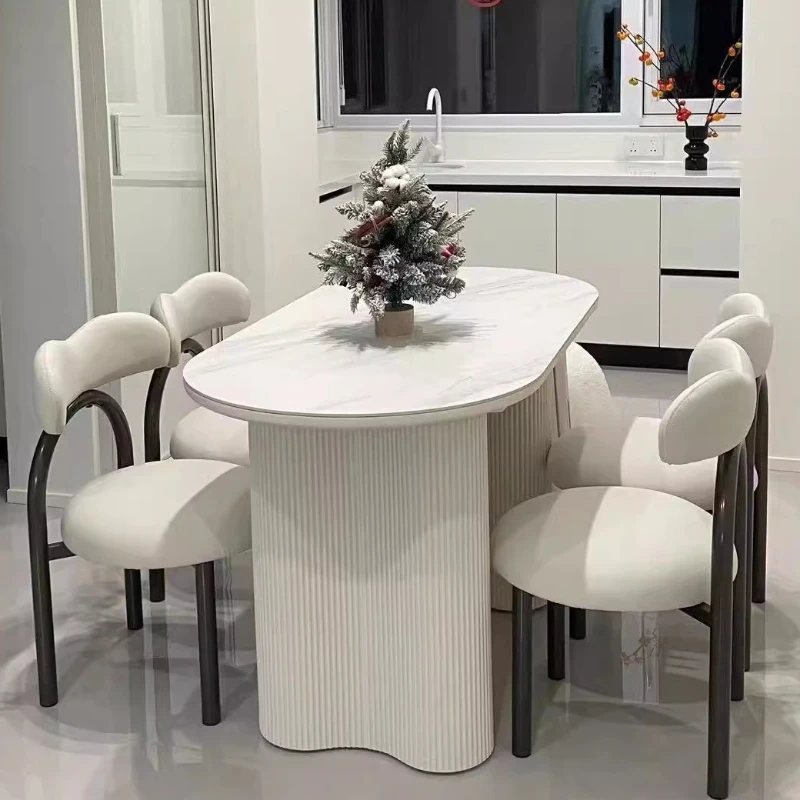 Marble Alternative Dinner Table and Chairs Ceramic Dining Outdoor Furniture Sets Luxury Modern Space Juego De Comedor 4 Sillas