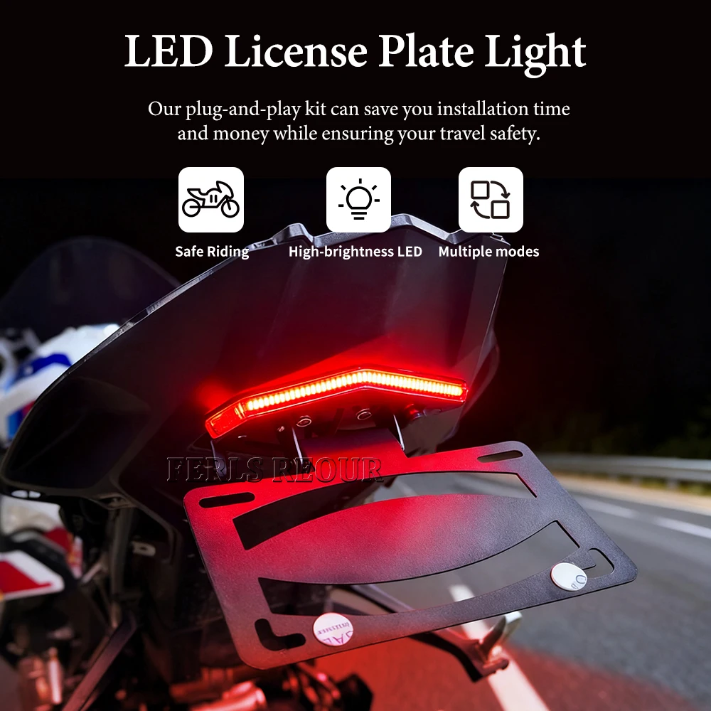 

Motorcycle LED Tail Light Tidy Kit for BMW S1000RR 2019-2025, License Plate Bracket, Direct Fit Fender Eliminator