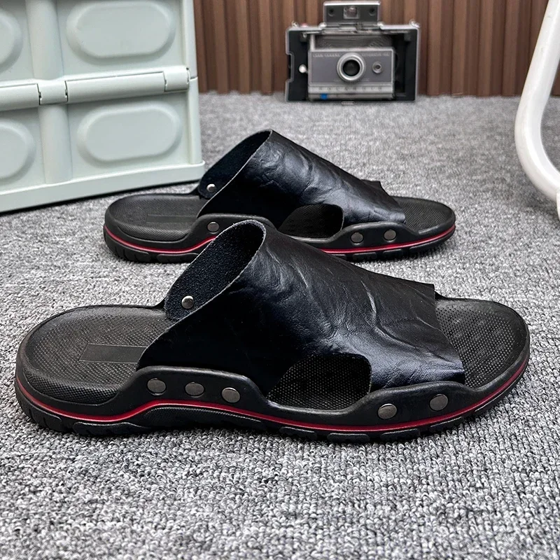 Männer Hausschuhe Männer Strand Rutschen EVA Flip-Flops Leichte Bequeme Pu Leder Reise Hausschuhe Männer Sommer Schuhe Mann Sandalen – Detail 4