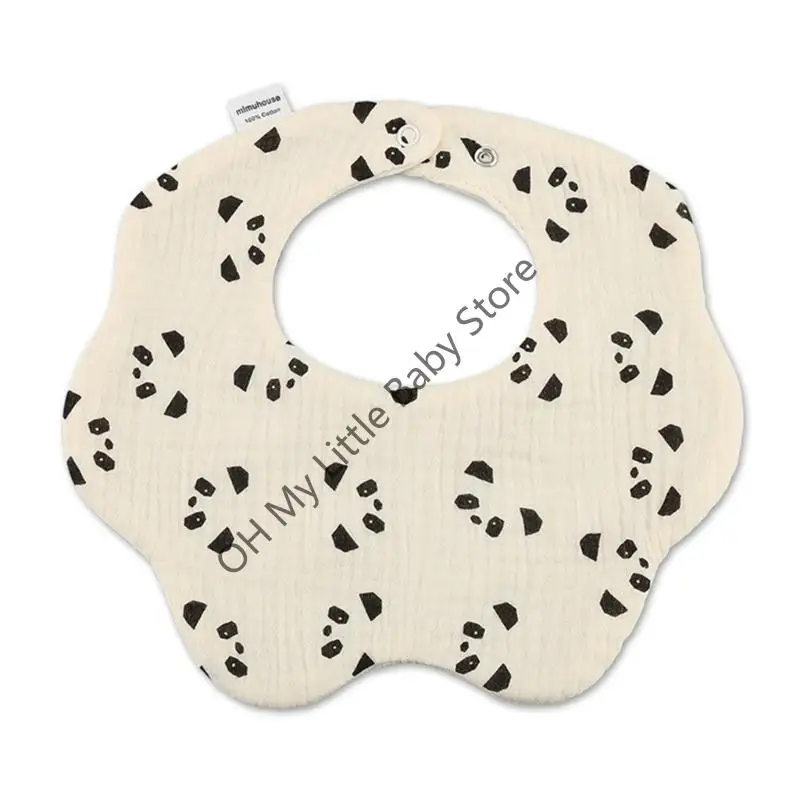 مريلة أطفال M76C مصنوعة من القطن الخالص مع إبزيم كبس للأولاد والبنات أثناء تناول الطعام #1