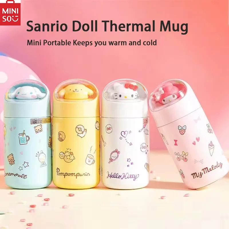 Miniso Sanrio Hello Kitty Thermal Cup 280Ml 304 Stainless Steel Water Bottle Cute Doll Cinnamoroll Portable Children Girls Gift