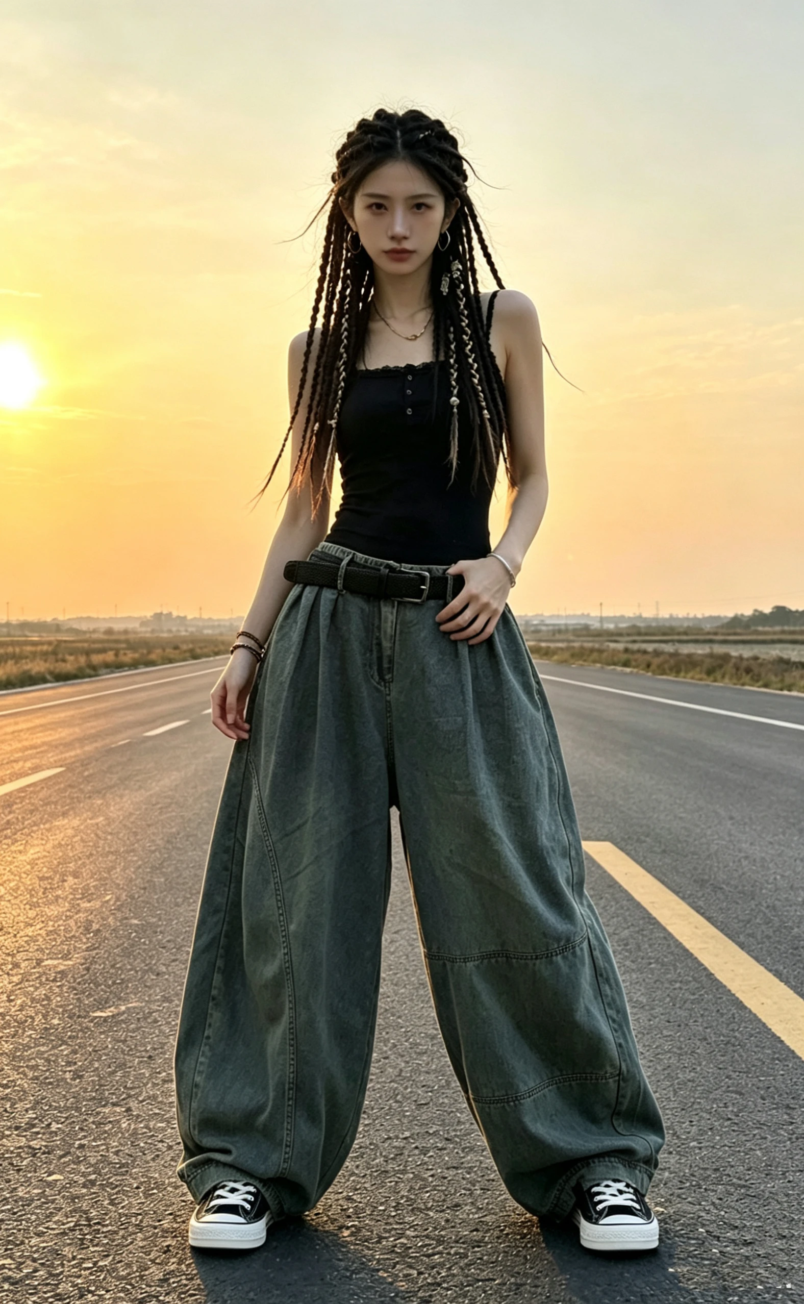 

Retro Distressed Denim Casual Pants Women Loose Wide Leg Long Trousers Comfortable Natural Waist Zipper Closure Blue Jeans