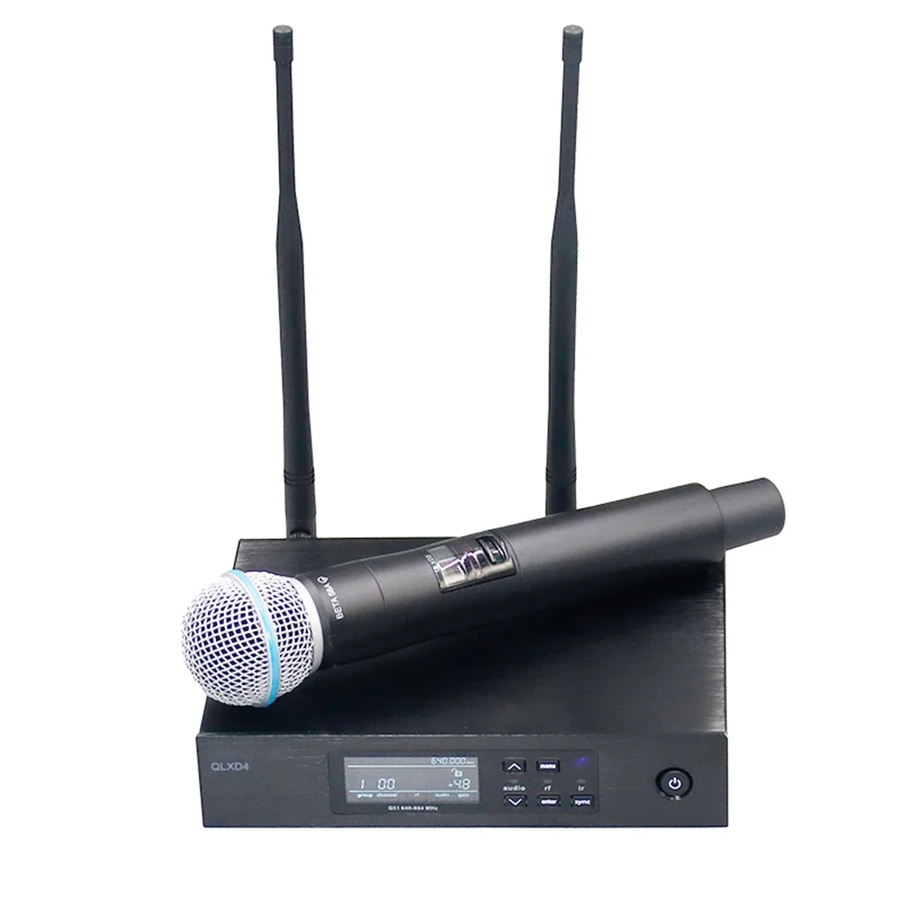 QLXD4/BETA58A/SM 58 Professional Dynamic Wireless Microphone System Rechargeable UHF True Diversity Wireless Microphone