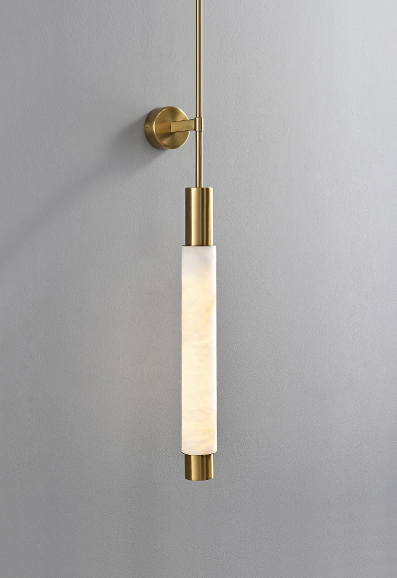 Simple Natural White Marble Wall Light Copper