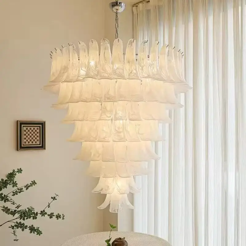 High-end lightweight Glass Chandeliers, Suitable for Dining Room lustre Hanging Ceiling lamp luminaire designer light