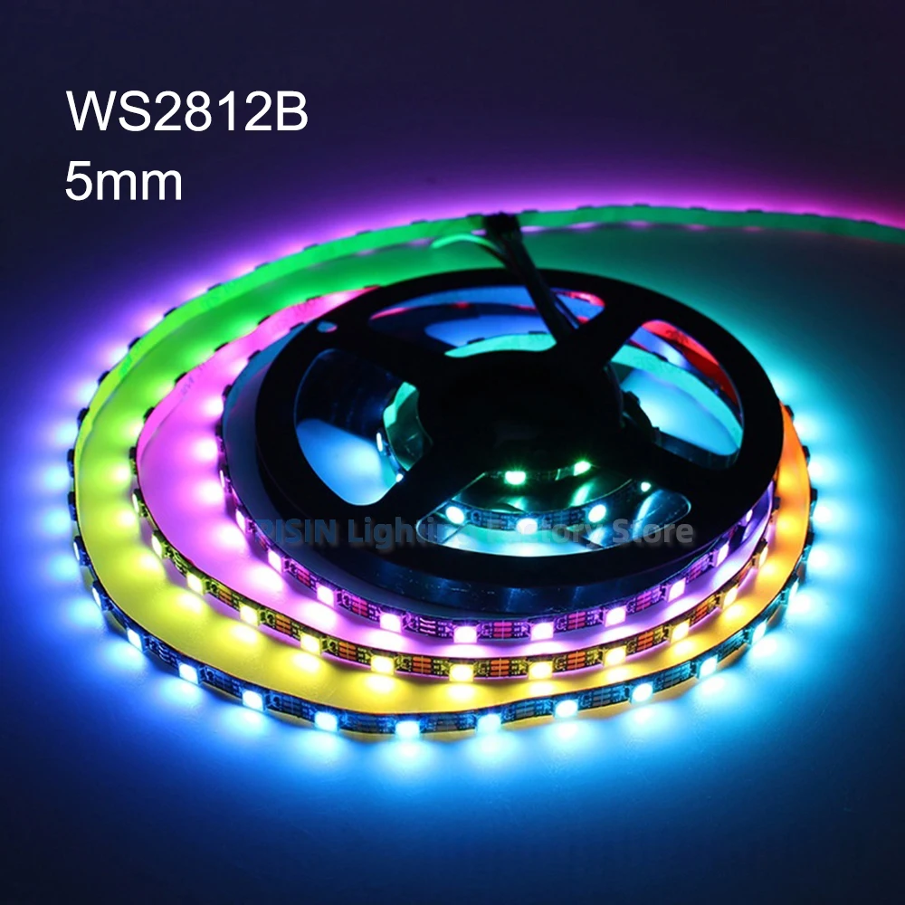 

5mm Ultra Narrow WS2812B LED Strip Light DC 5V 60leds 3535 RGB Dream Color Individually Addressable Pixel LED Tape For Decor