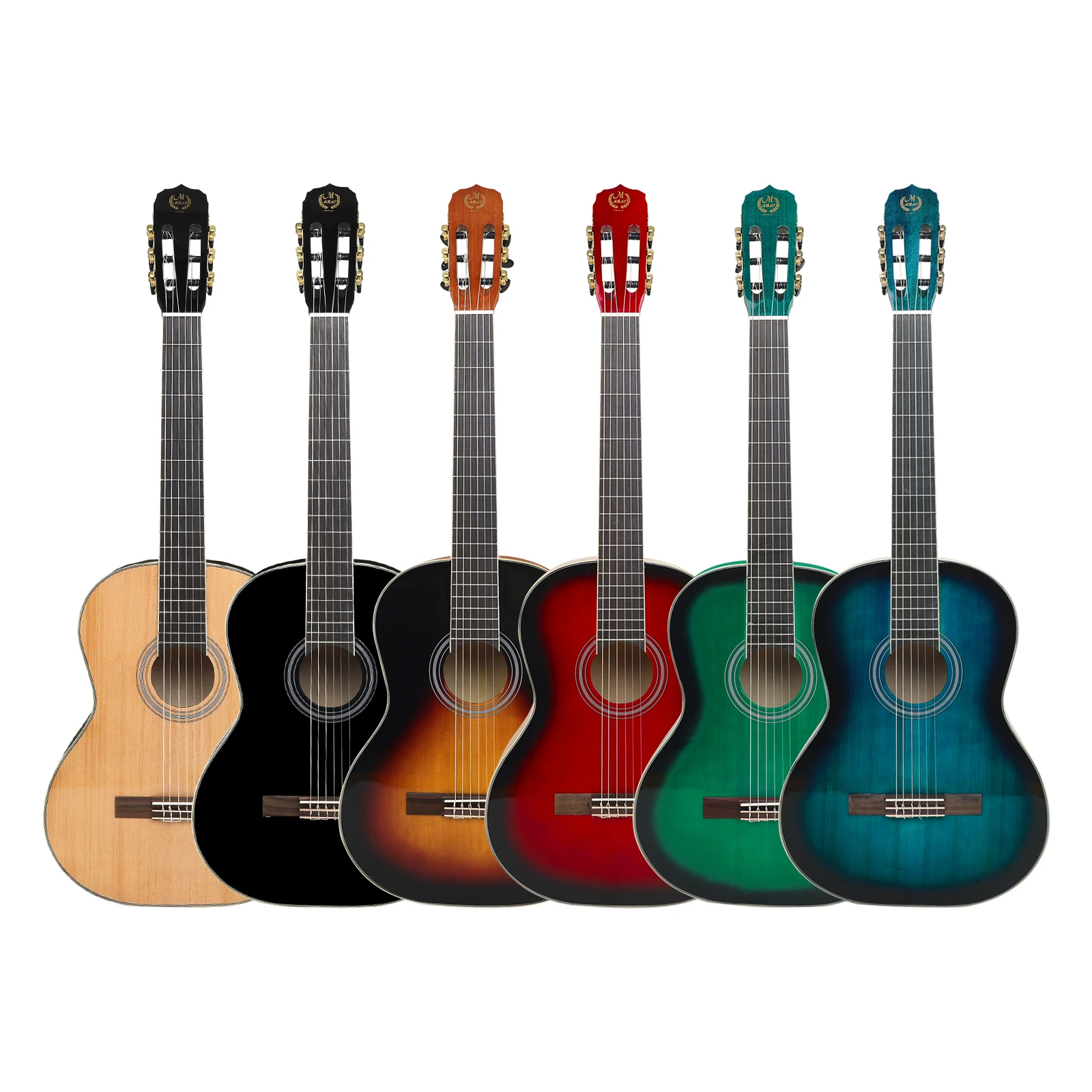 M MBAT Classical Guitar 39-Inch Spruce wood Acoustic Guitar Nylon Strings 3990 Starter Kit With Gig Bag Picks Strap Capo