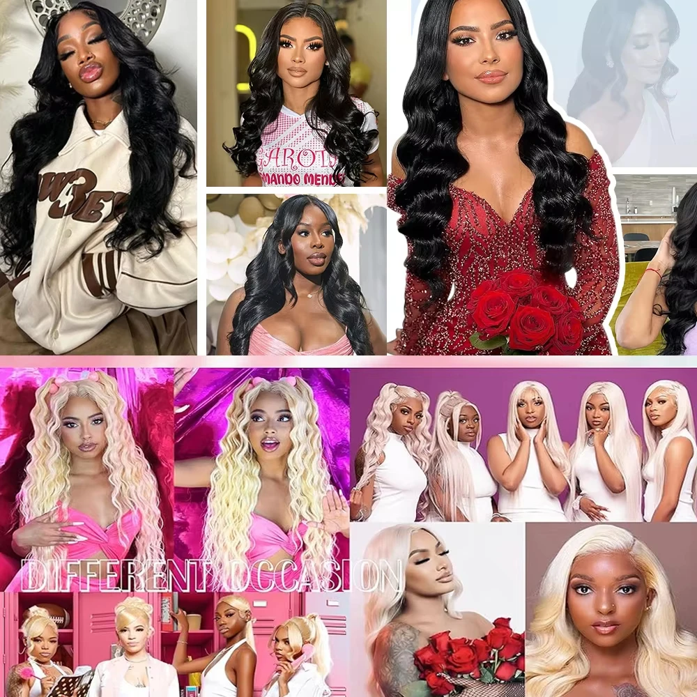 Black Body Wave Human Hair Bundles 1/3/4 ต่อผม 613 สี 100% Unprocessed Bundles Human Hair 4/27 หยัก Remy ผม