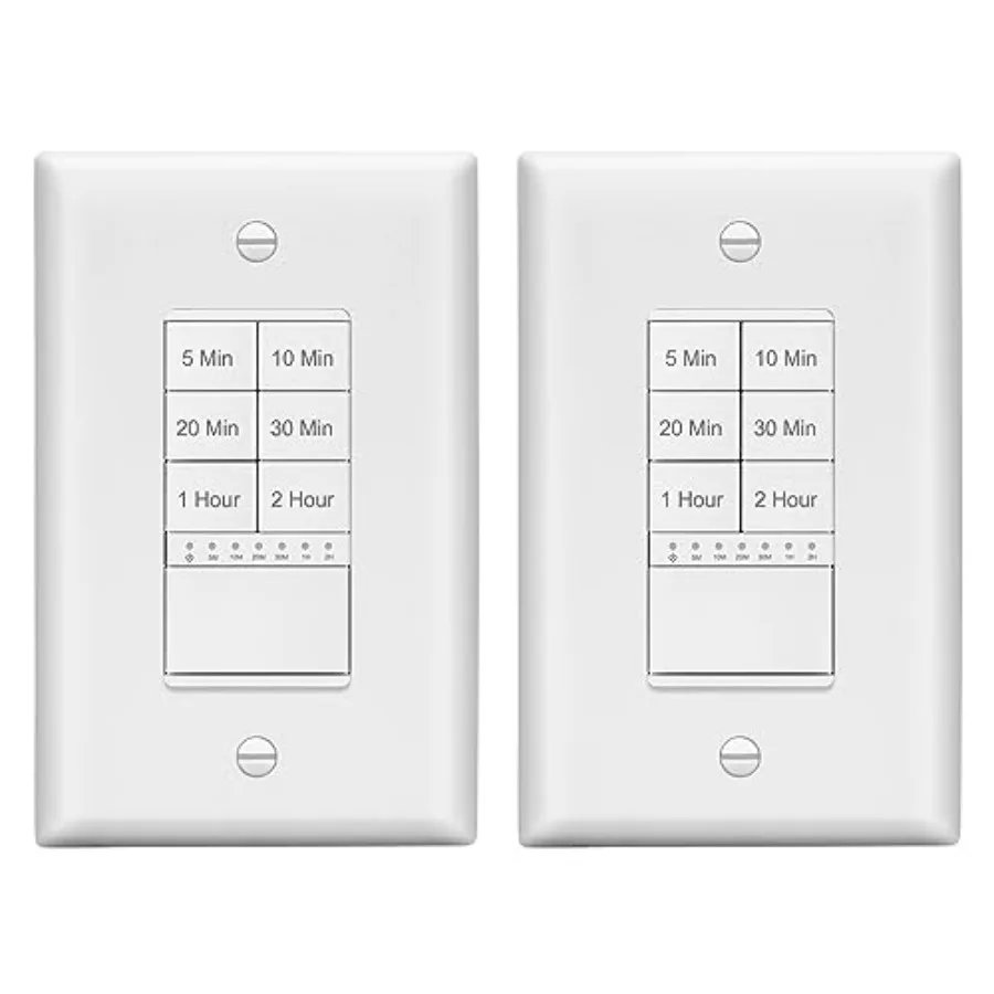 

Hour Countdown Timer Switch with Wall Plate, 5-0-0-30 Min, - Hour, for Lighting or Fans, LED Indicator, 00W, Neutral Wire Requi