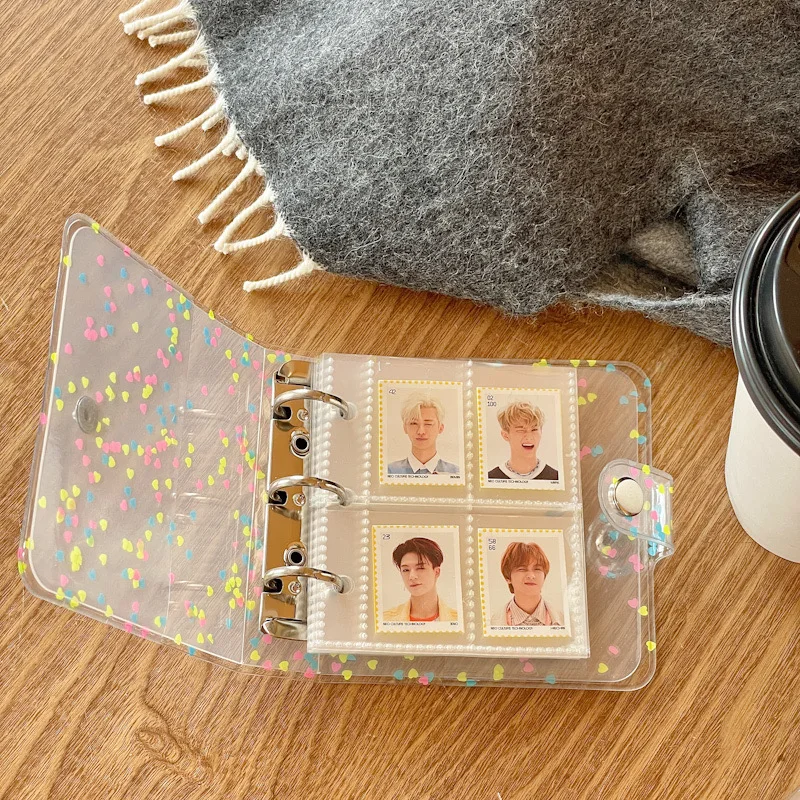 SKYSONIC 1-Inch 2-Inch 3-Inch Photo Album Cover Mini Binder Star Transparent Collect Book Korean Kpop 3 Holes Journals Pocket