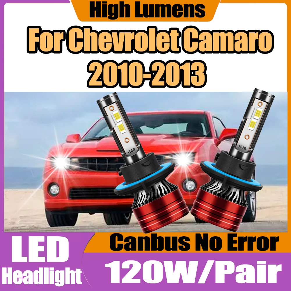 

2PCS High Lumens Lamps Auto Lights 12V Led Brightest Upgraded 120W Canbus Error Headlight 6500K For Chevrolet Camaro 2010-2013