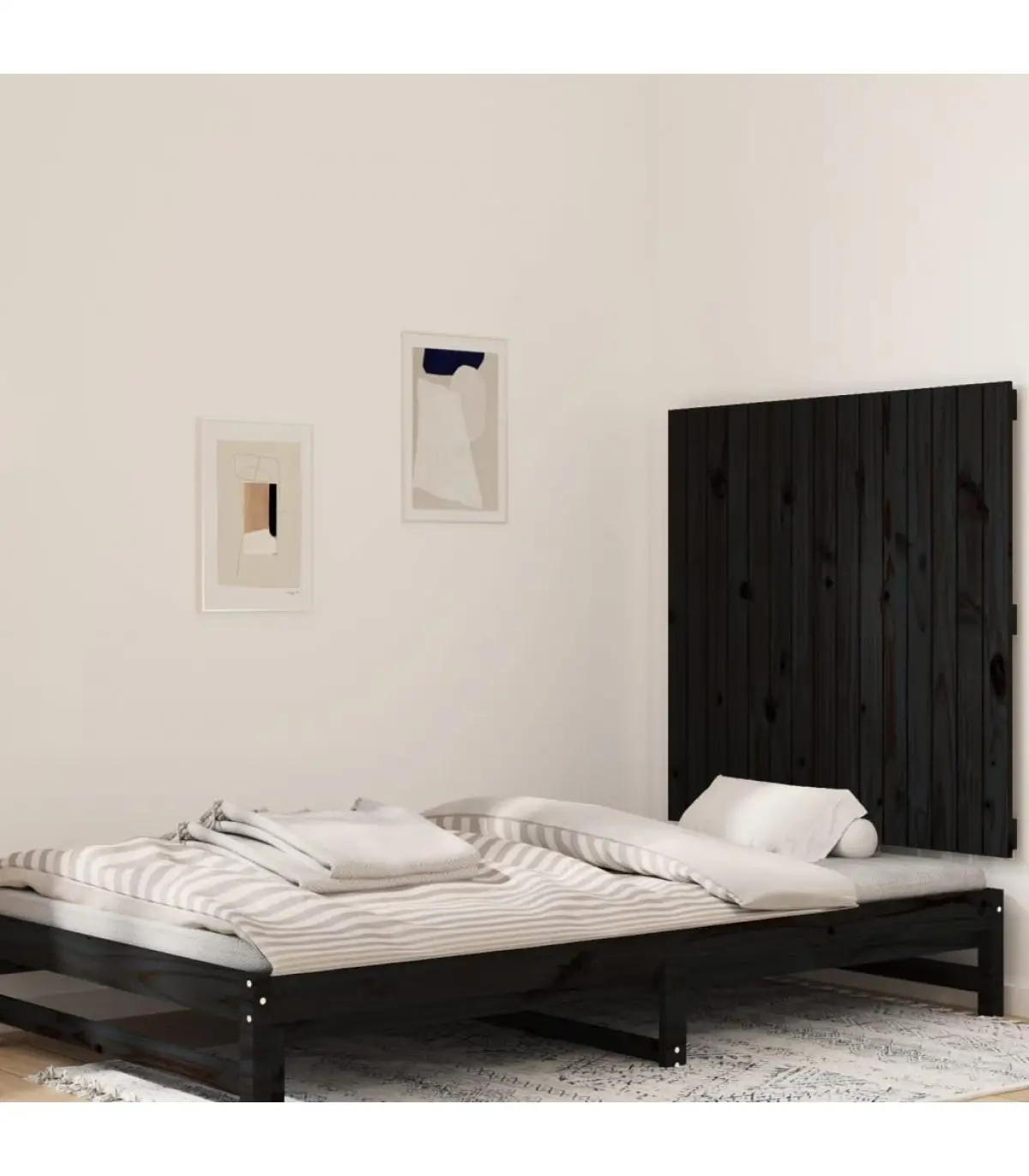 Headboards and Feet Bed Headboard Wall Solid Wood Pine Black 95,5x3x90 cm