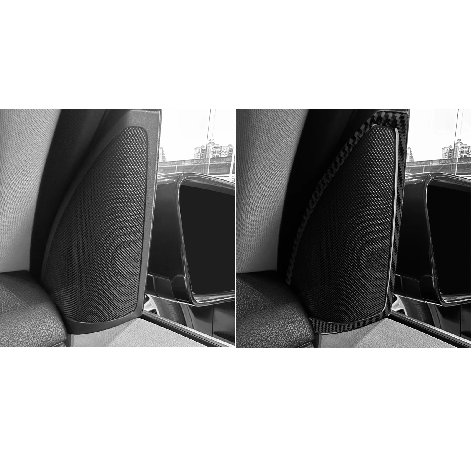 Acessórios de carro de fibra de carbono real a-pilar alto-falante guarnição capa adesivo macio para mercedes-benz w166 gle/gls 2016 2017 2018 2019