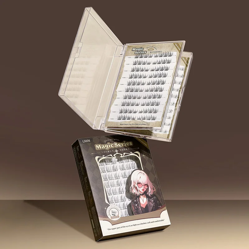 Ciglia finte senza colla UWN Magic Book, arricciate realisticamente e sembrano bene alla fotocamera, con una grande capacità e un'aria