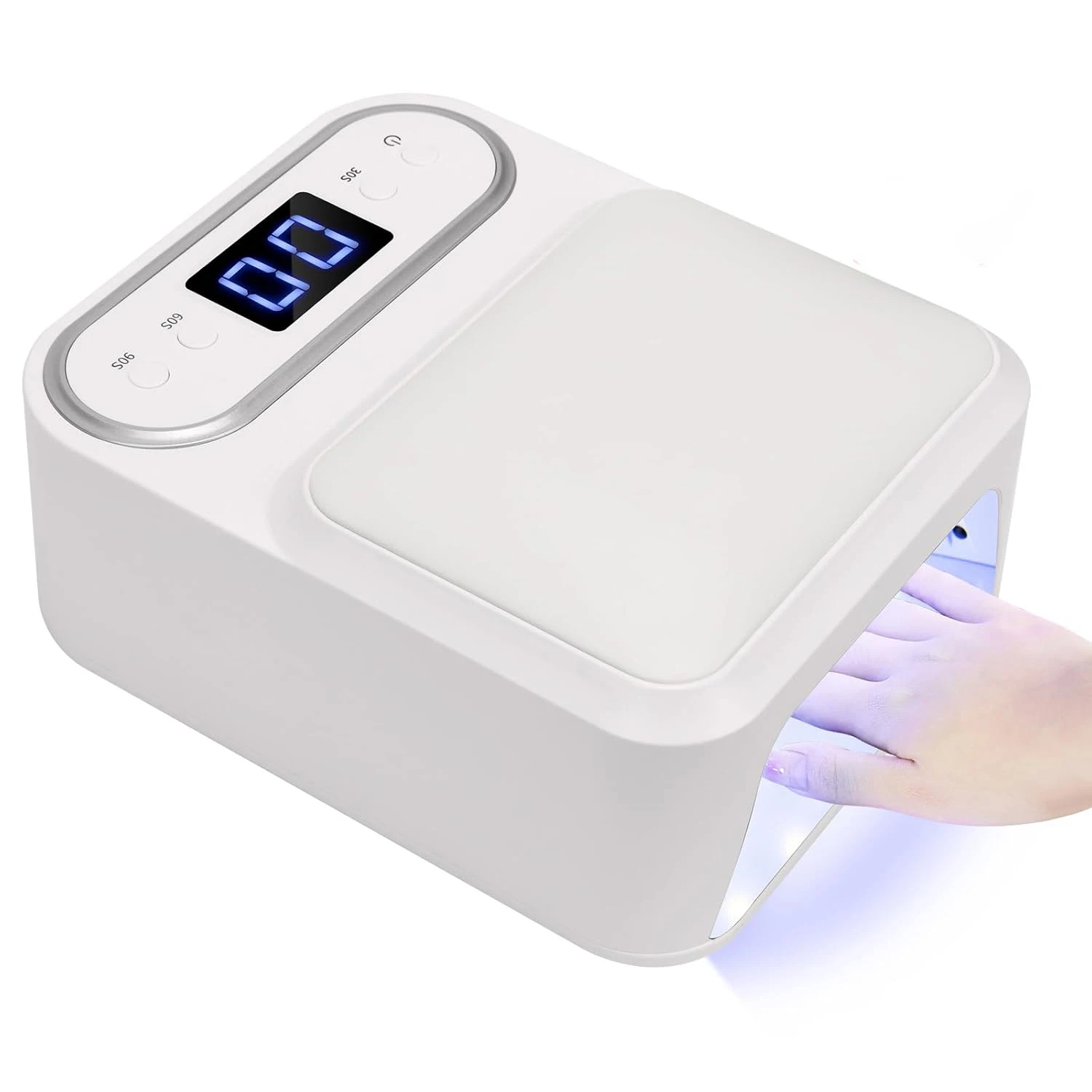 48W UV LED Nail Lamp with PU Hand Pillow 2-in-1 Gel Dryer Auto Sensor 3 Timer Detachable Base LCD Display Salon Home DIY