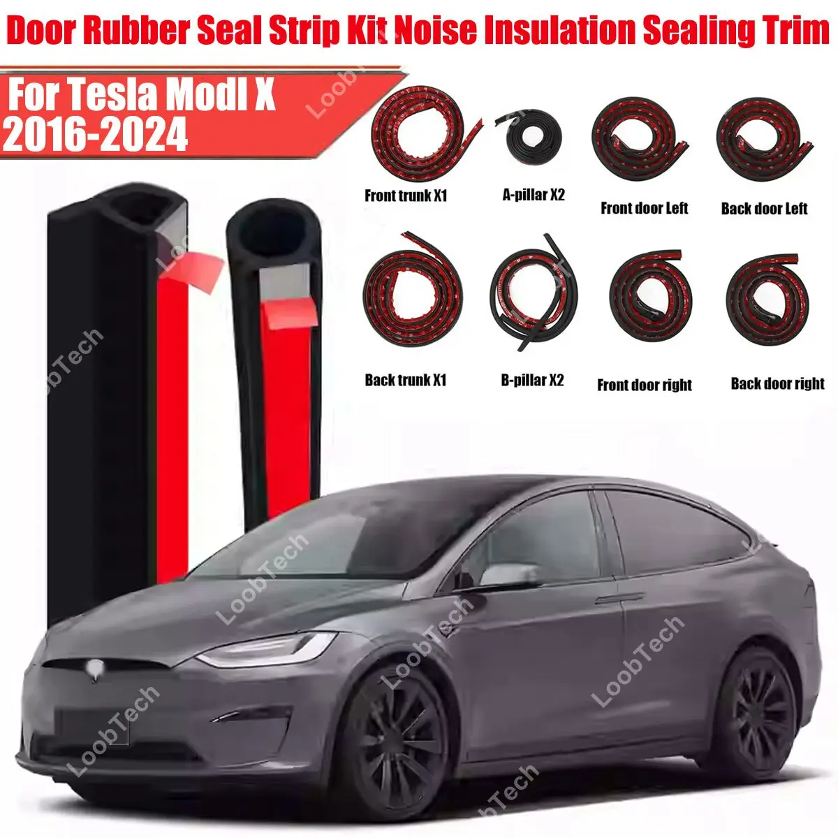 

Door Seal Strip Kit Rubber Weather Draft Wind Noise Reduction For Tesla Model X Self Adhesive Engine Cover Soundproof Strip