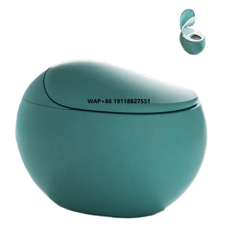 

European Style White Advanced Intelligent Dual Flush Smart Toilet Egg Design Heated Seat Remote Control S-Trap Drainage Included