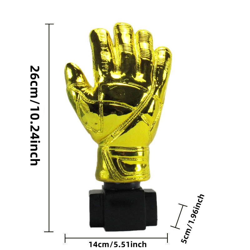 Custom Golden Football Goalkeeper Gloves Trophy Resin Crafts Best Gold Plated Soccer Award Customizable Gift Fans League Souven