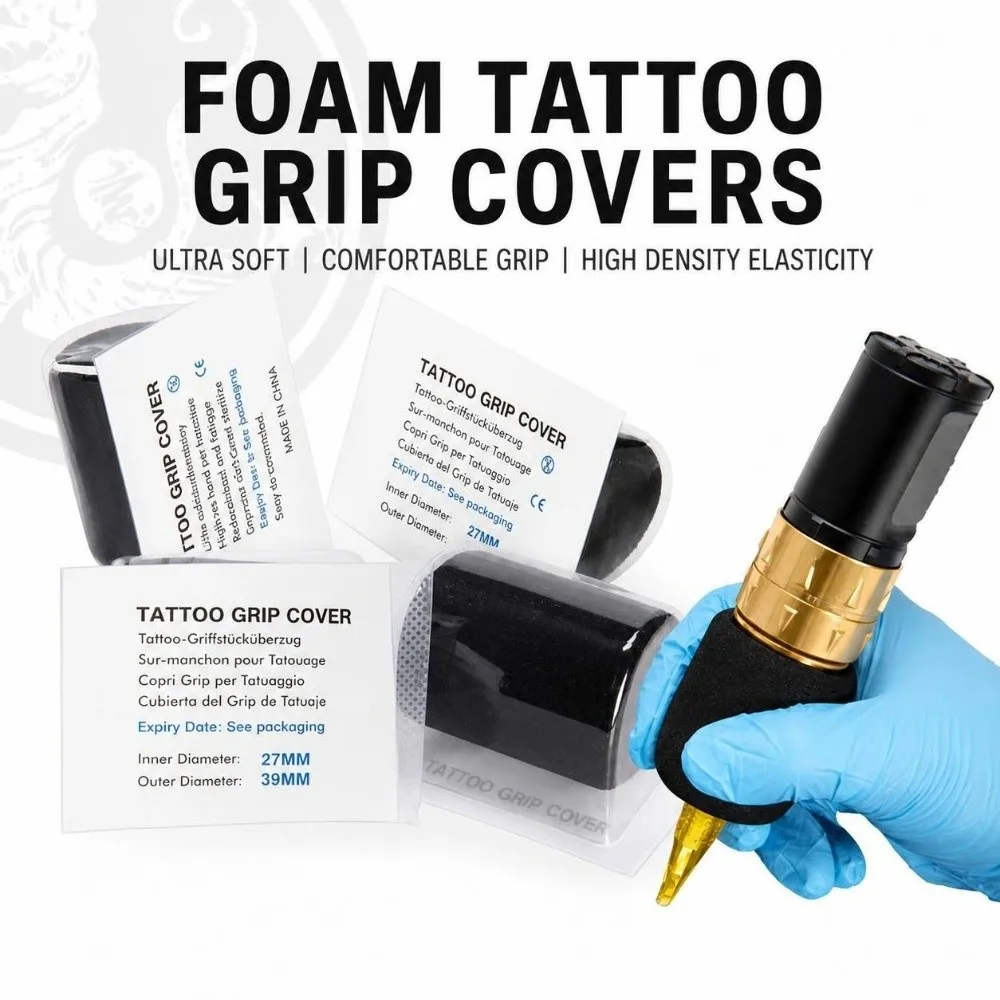 5Pcs Elastic Foam Tattoo Grip Cover Anti Slip Soft Texture Tattoo Handle Comfort Grip Shock Absorb Tattoo Accessory