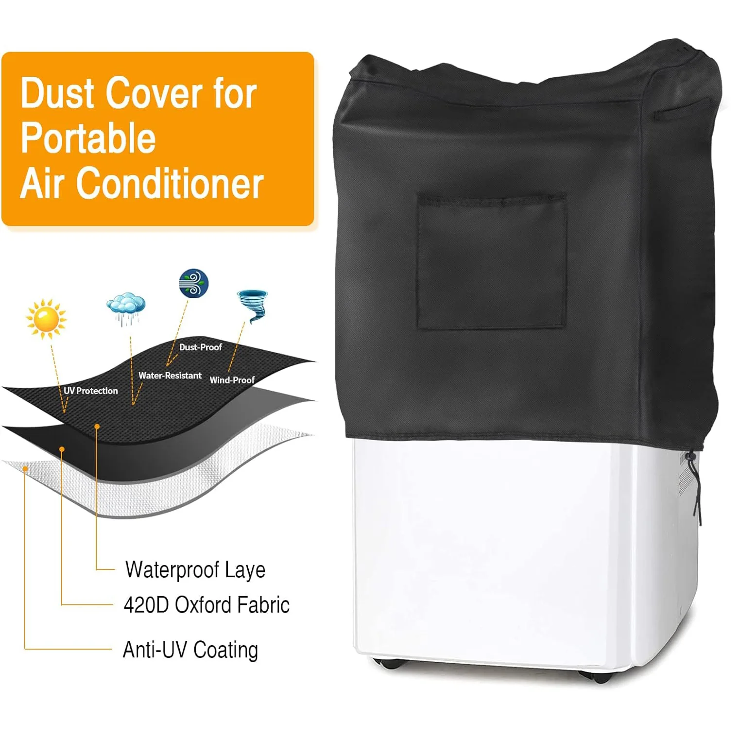 1 Portable Air Conditioner Cover Providing All‑weather Protection Suitable for Various Brands of Portable Air Conditioners
