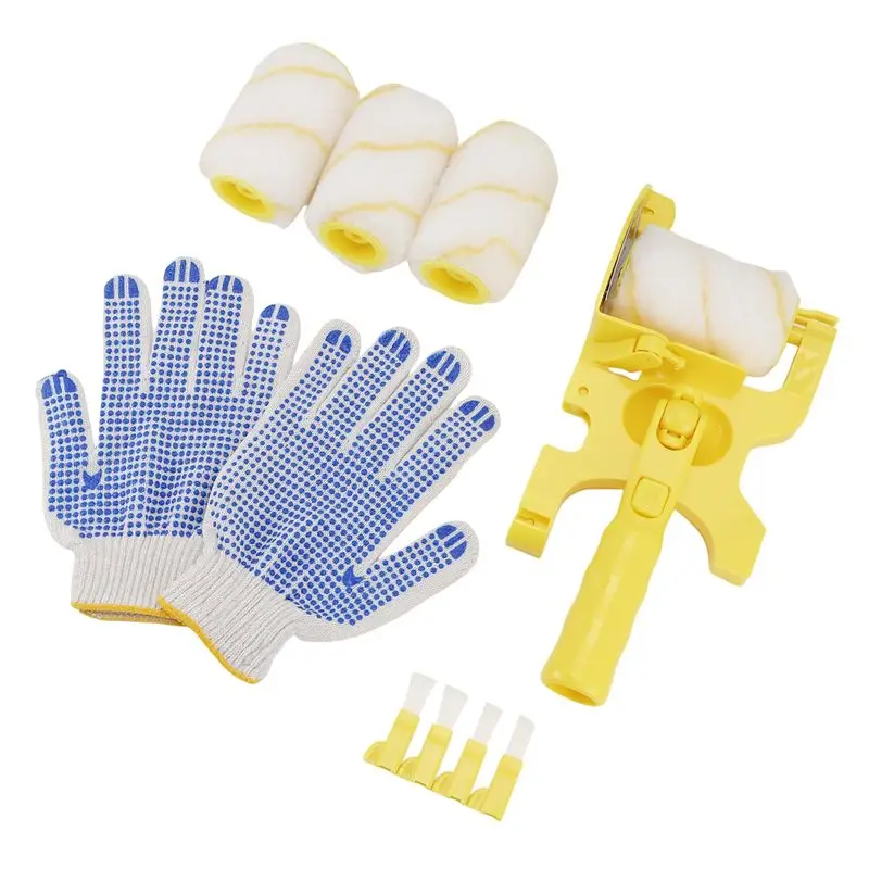 SOFT-11Pcs Paint Roller Brush Set Multifunctional Hand-Held Clean-Cut Paint Edger Roller Brush Portable Home Improvement Tool