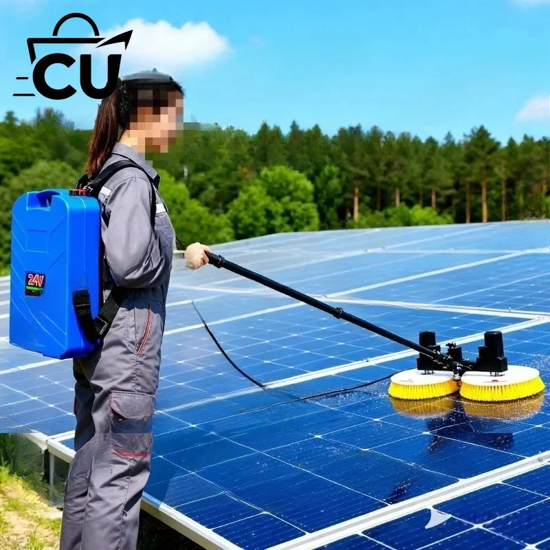 Electric Solar Panel Cleaning Brush Double Head Multifunctional PV Photovoltaic Cleaning Tool