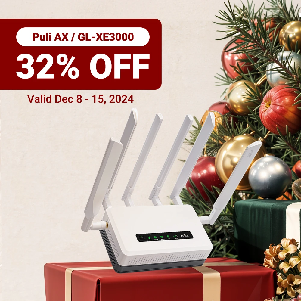 GL.iNet GL-XE3000(Puli AX)Wi-Fi 6 5G Cellular Router with Battery