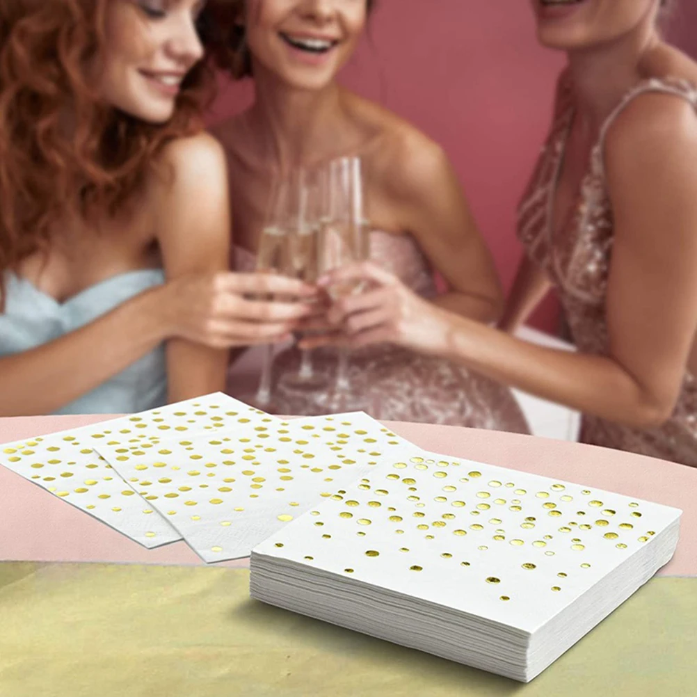 

100 Pcs/pack Gilding Napkin Paper Napkins for Decoupage Assorted Disposable Special Check Dinner Printed Bronzing