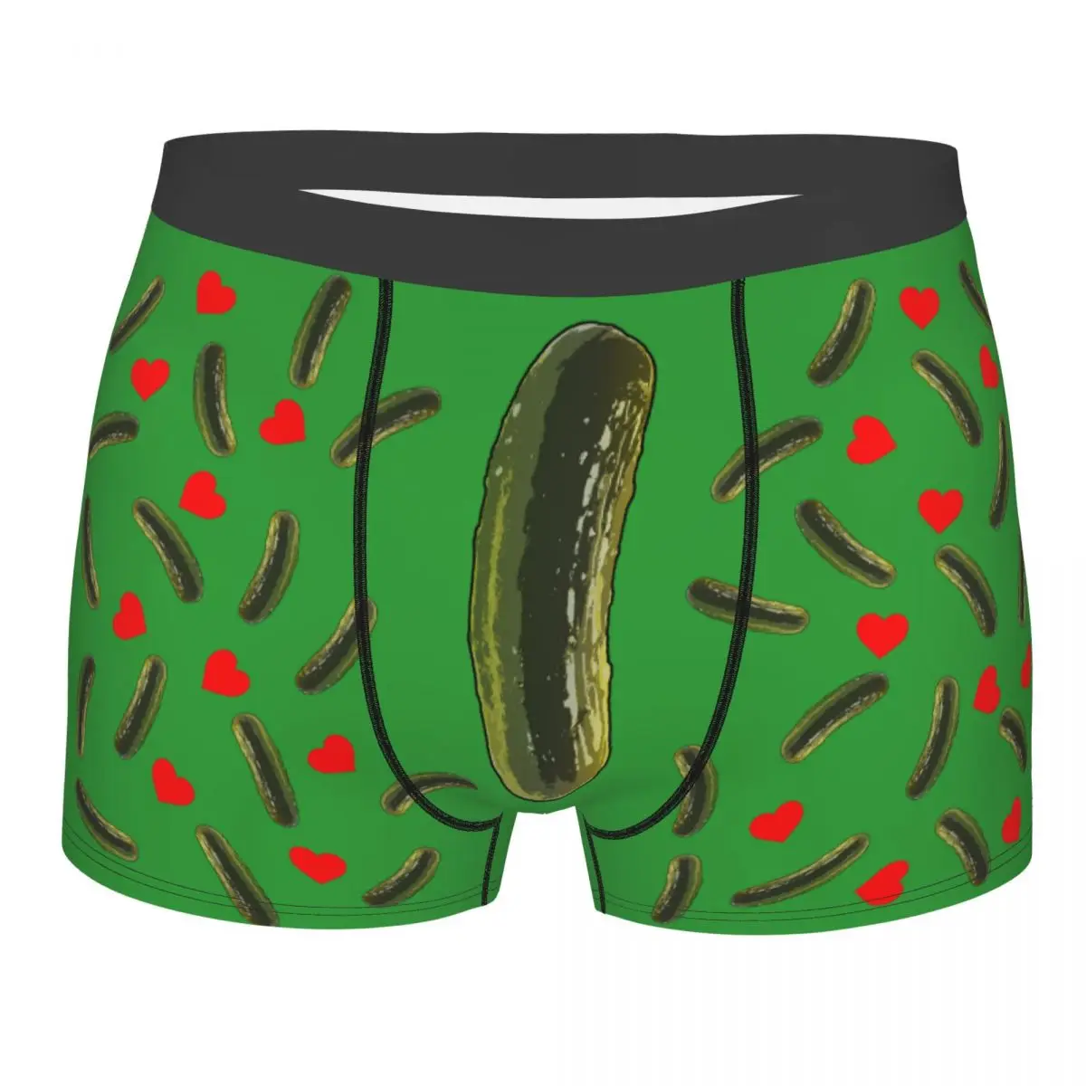 

Custom Pickle With Hearts Underwear Men Print Personalized Custom Boxer Briefs Shorts Panties Breathable Underpants