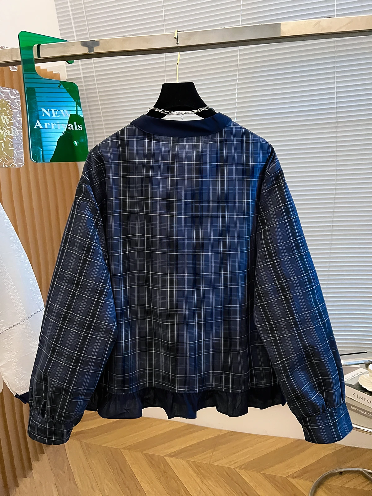 Blue Plaid Casual irt Women's Loose Fit round Ne Button up Korean Sle Comfortable Breathable Long Sve Top