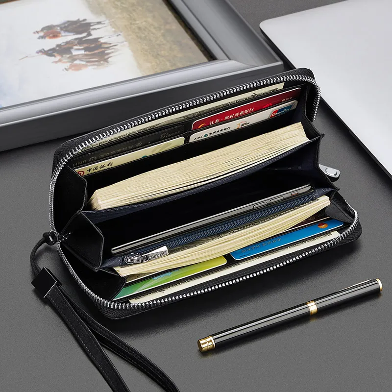 Men's Genuine Leather Long Wallet/Clutch – Premium Card Holder – Stylish New Design (Suitable for Dads or Boyfriends)